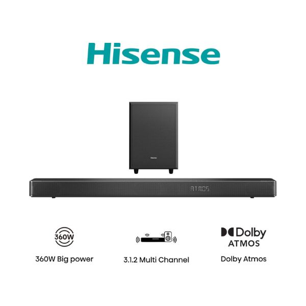 Hisense AX3120Q 3.1.2CH Soundbar Black Powerful Bass Buy in Kenya AX3120G - Image 7